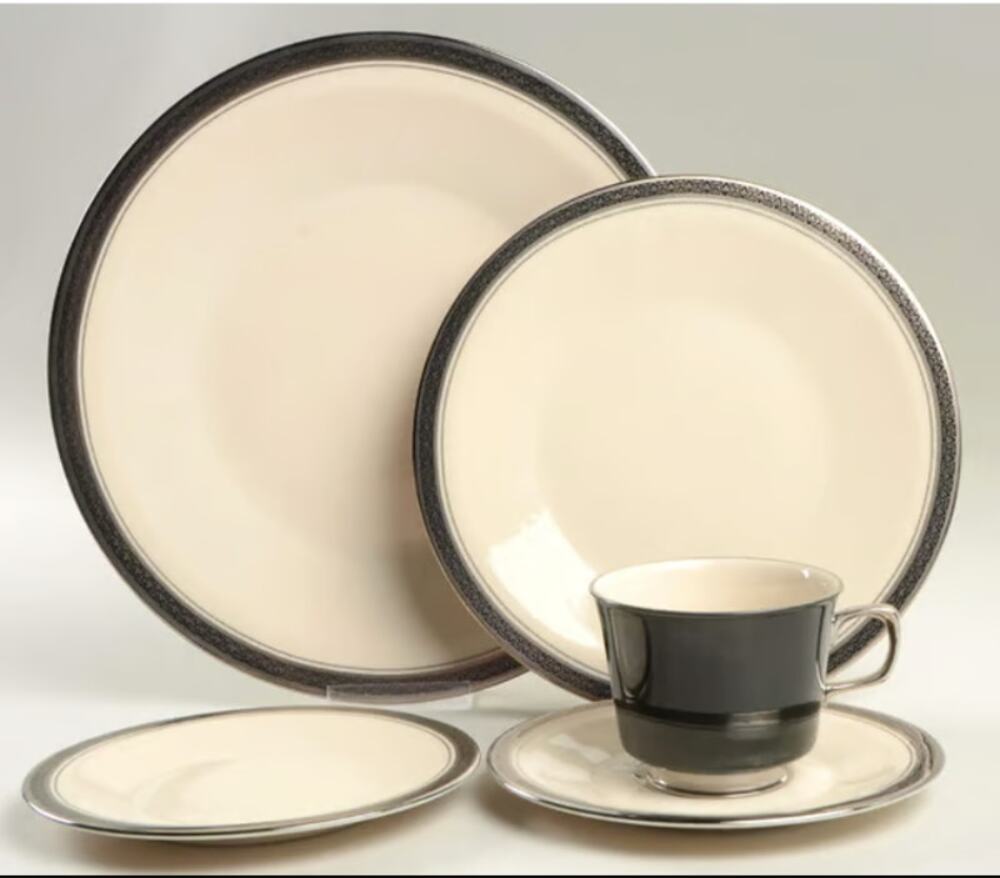 Vintage Discontinued Black Band 5 Pc. Place Setting Indigo Franciscan China Set